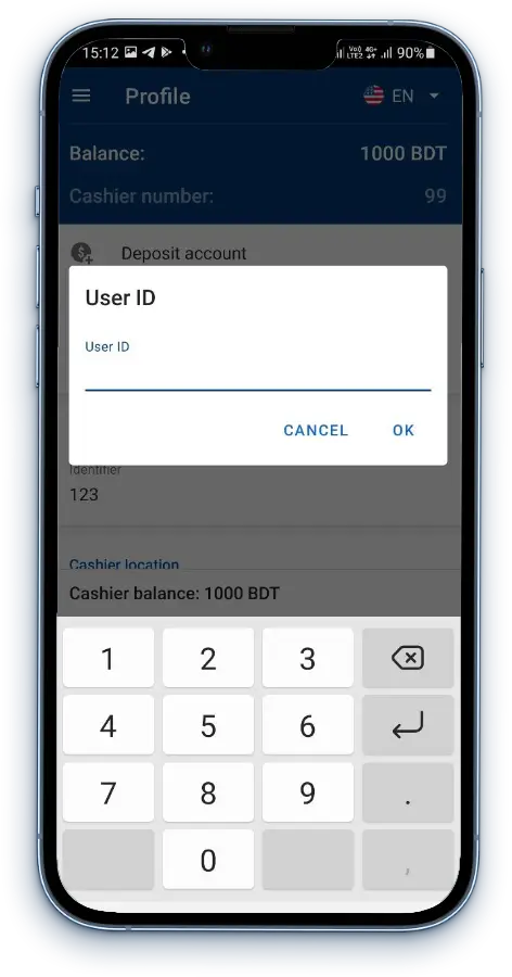 Mostbet Agent Player deposit interfrace